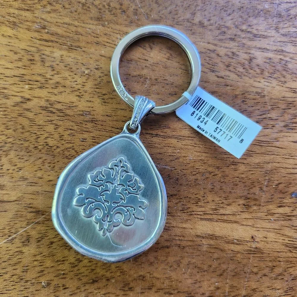 Brighton Trinity Fob E14680 Reversible Zebra Print Floral Keychain with Crystals
